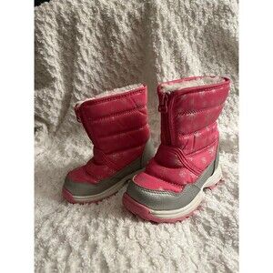Wonder Nation Girls Snow Boots Pink Silver Snowflakes size 8